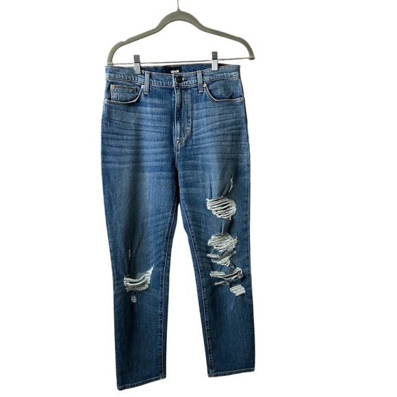 Hudson Zoeey High Rise Straight Crop Distressed Jeans -Size 28 - Picture 1 of 10